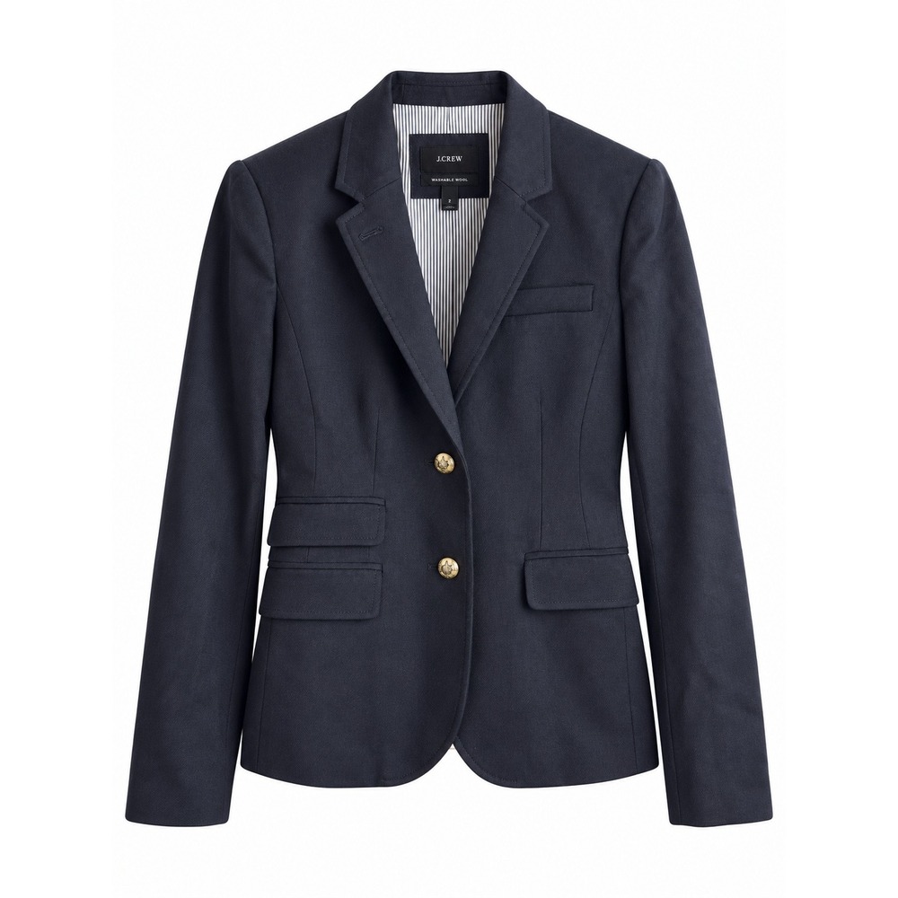 J.Crew Schoolboy Blazer Women's 2 Navy 98% Wool Gold Buttons Preppy